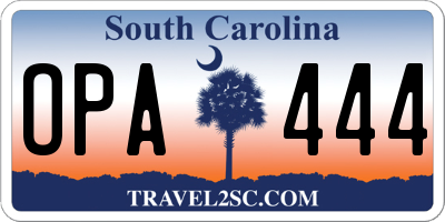 SC license plate OPA444