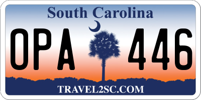 SC license plate OPA446