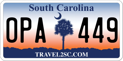 SC license plate OPA449