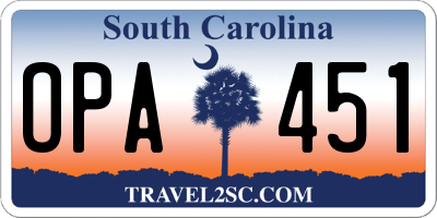 SC license plate OPA451