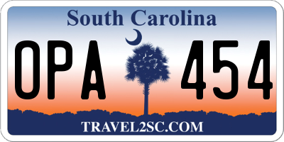 SC license plate OPA454