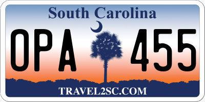 SC license plate OPA455