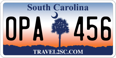 SC license plate OPA456
