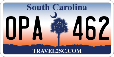 SC license plate OPA462