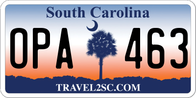 SC license plate OPA463