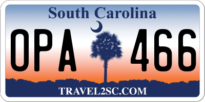 SC license plate OPA466