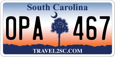 SC license plate OPA467