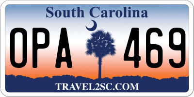 SC license plate OPA469
