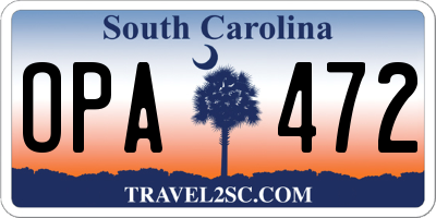 SC license plate OPA472