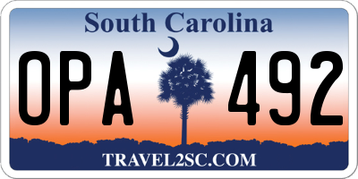 SC license plate OPA492