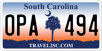 SC license plate OPA494