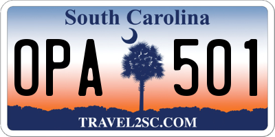 SC license plate OPA501