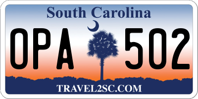 SC license plate OPA502