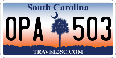 SC license plate OPA503