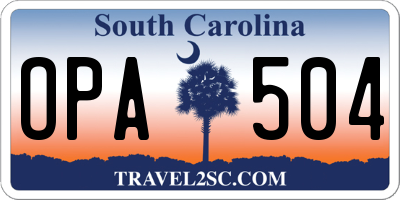 SC license plate OPA504