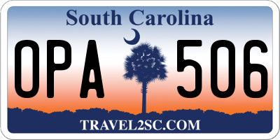SC license plate OPA506