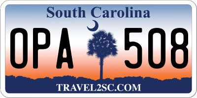 SC license plate OPA508
