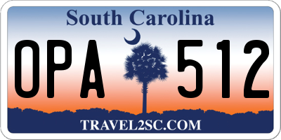 SC license plate OPA512