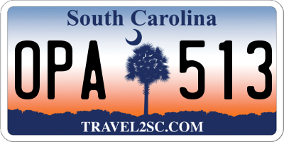 SC license plate OPA513