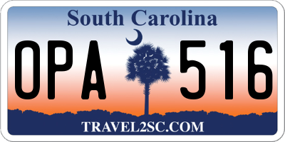 SC license plate OPA516