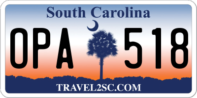 SC license plate OPA518