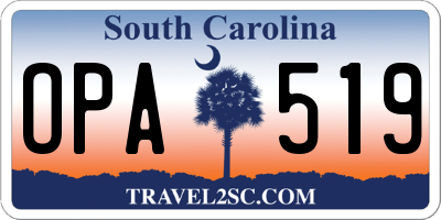 SC license plate OPA519