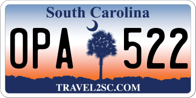 SC license plate OPA522