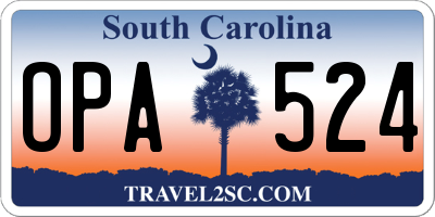 SC license plate OPA524