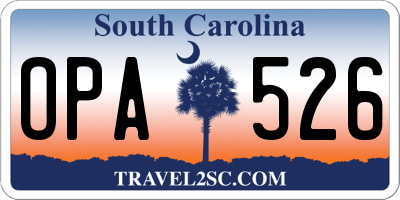 SC license plate OPA526