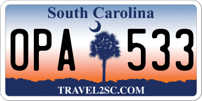 SC license plate OPA533