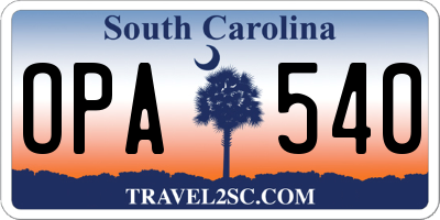 SC license plate OPA540
