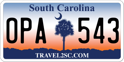 SC license plate OPA543