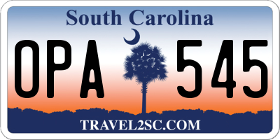 SC license plate OPA545