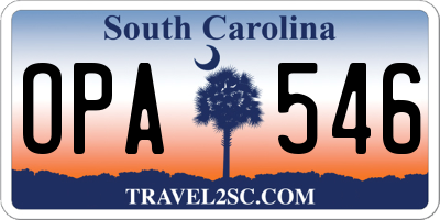 SC license plate OPA546