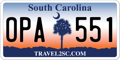 SC license plate OPA551