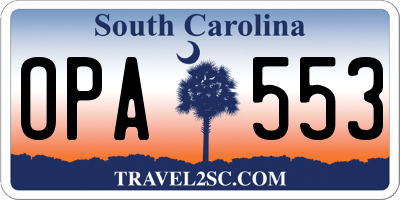 SC license plate OPA553