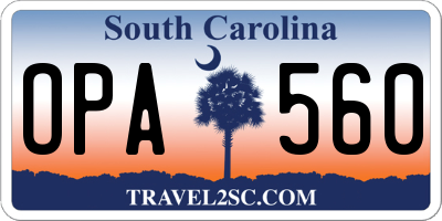 SC license plate OPA560
