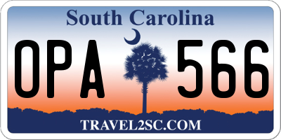 SC license plate OPA566