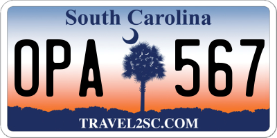 SC license plate OPA567