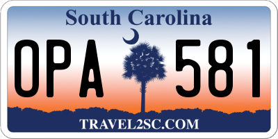 SC license plate OPA581