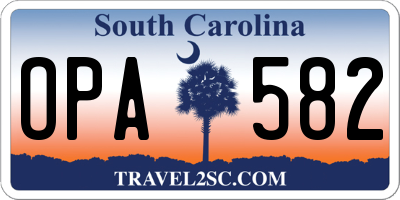 SC license plate OPA582