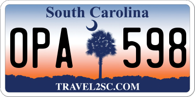SC license plate OPA598