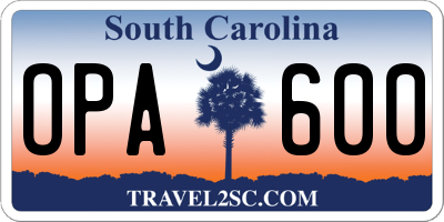 SC license plate OPA600