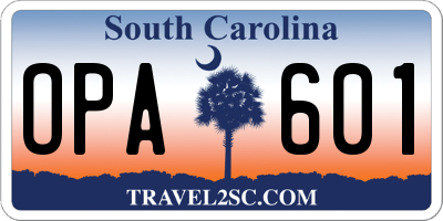 SC license plate OPA601