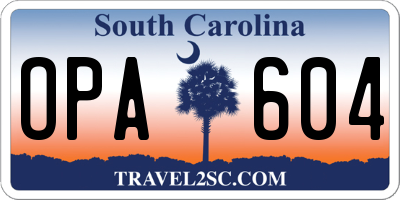 SC license plate OPA604