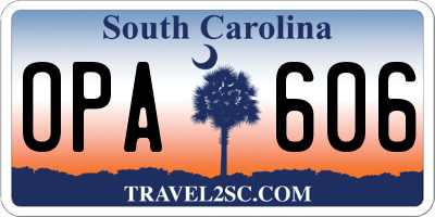 SC license plate OPA606