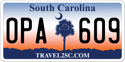 SC license plate OPA609