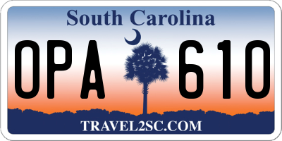 SC license plate OPA610