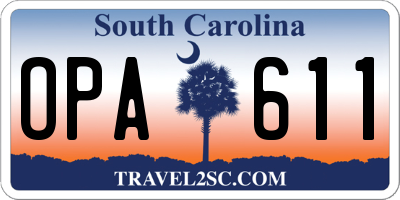 SC license plate OPA611