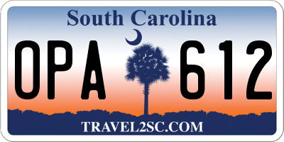 SC license plate OPA612